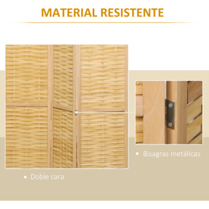 Biombo de 3 Paneles Divisor de Habitación Plegable 120x1,8x170 cm Separador de Ambientes con Patrón de Tejido de Bambú Estilo Rústico para Oficina Dormitorio Salón Natural