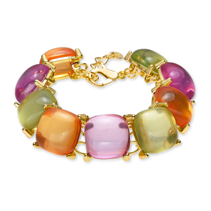 Pulsera de Cristal Multicolor acabada en oro amarillo de 18k