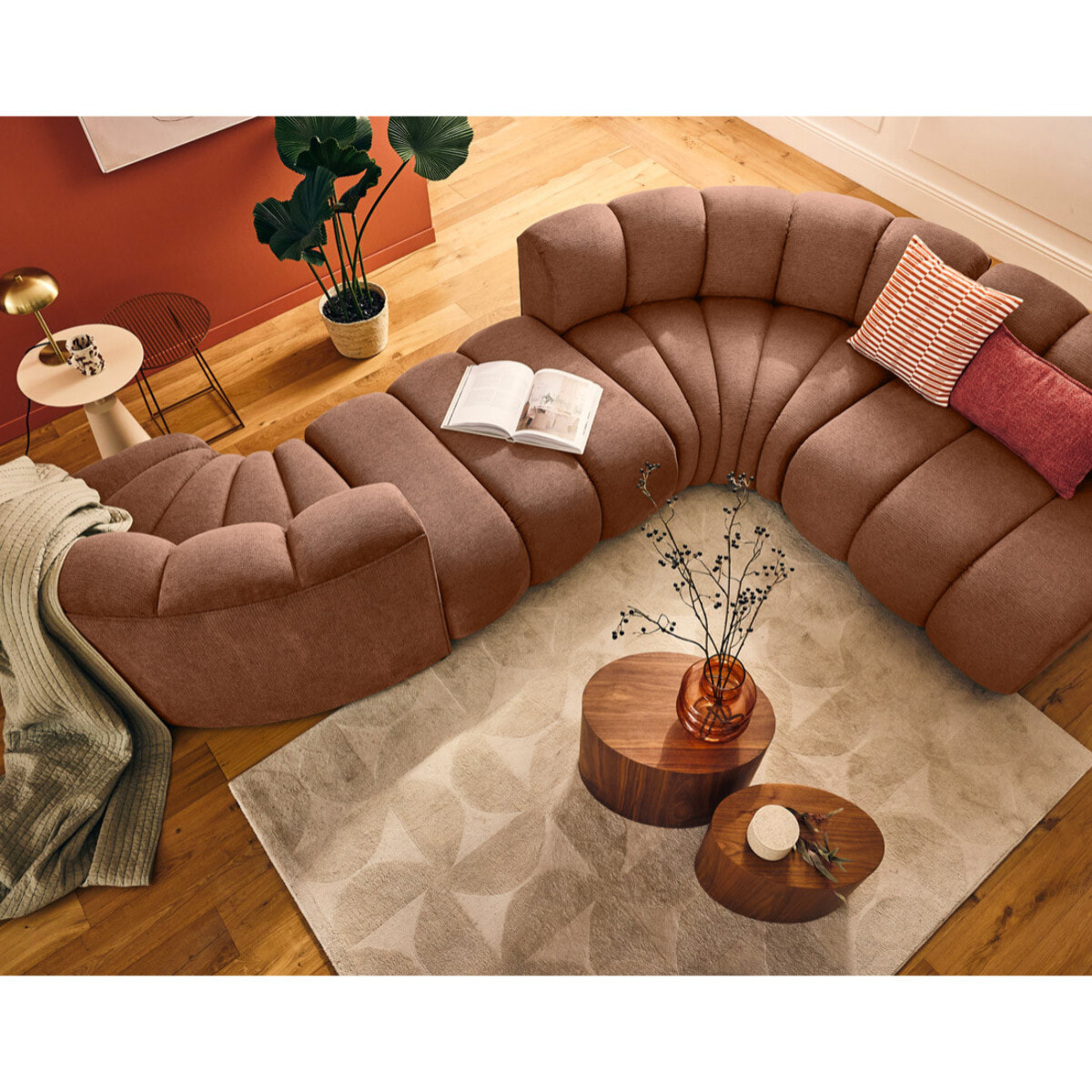 Debbie - module d'assise sans accoudoirs en tissu texturé - Terracotta