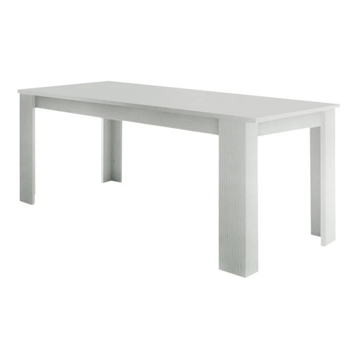 Tavolo per sala da pranzo estensibile, Made in Italy, Tavolo moderno con allunghe, Consolle allungabile, cm 160/210x90h75, colore Bianco lucido Larice