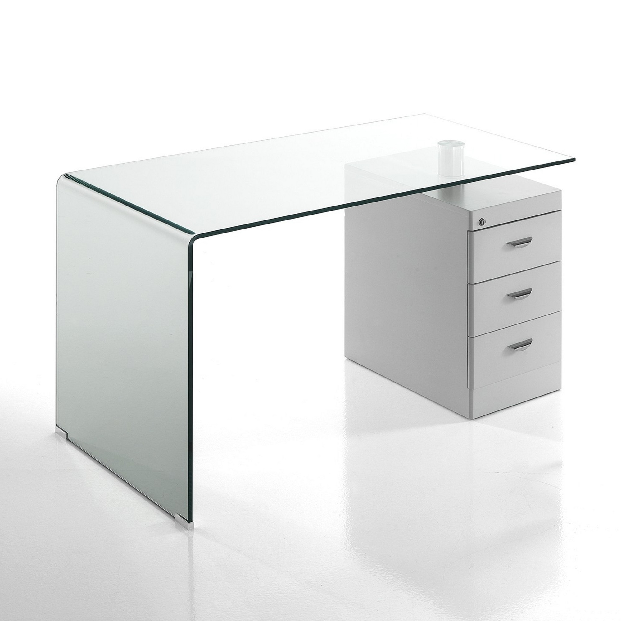 Tomasucci Bureau en verre bombé BOW Blanc