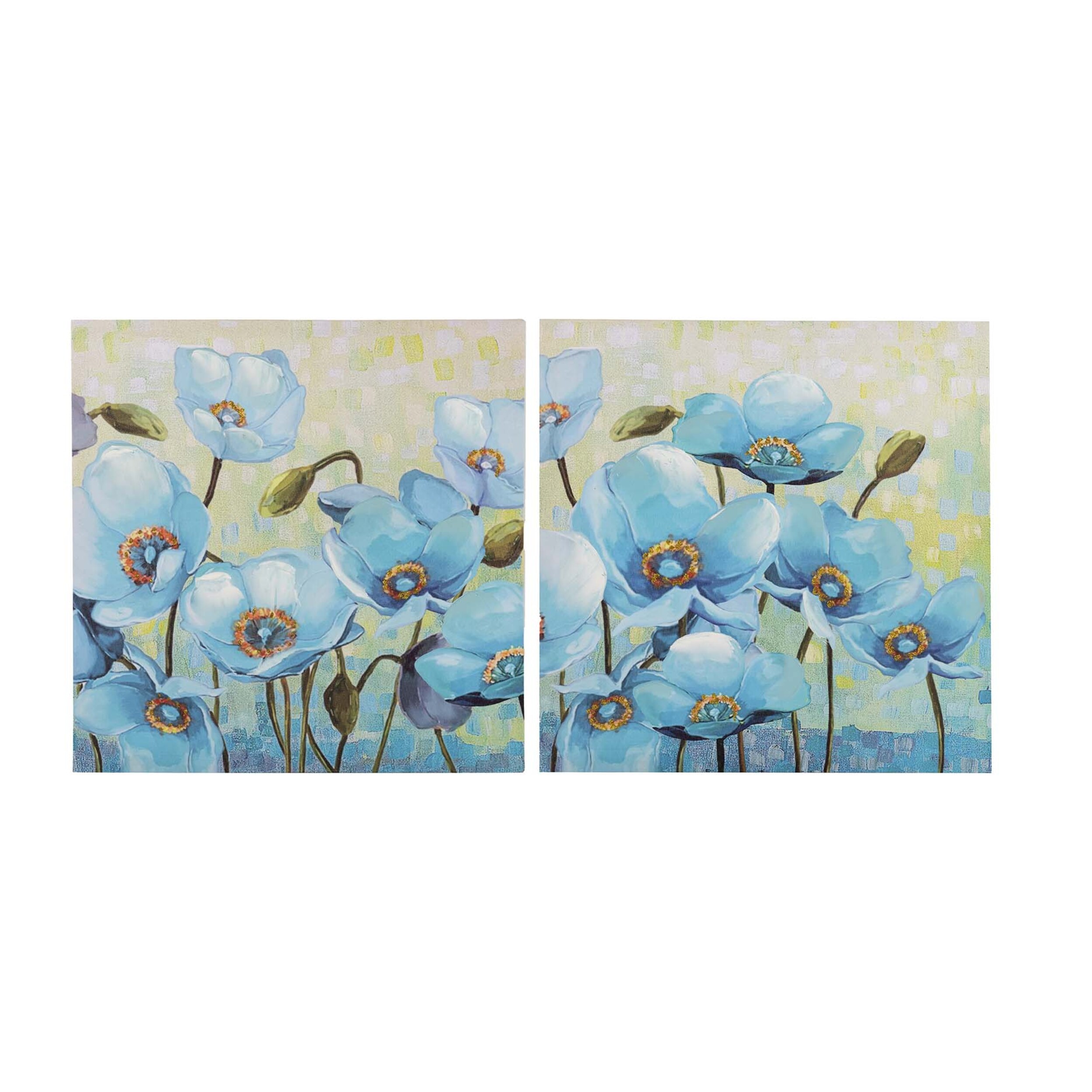 Set 2 Lienzo Flores 40% Pintado A Mano 40x2x40 Cm