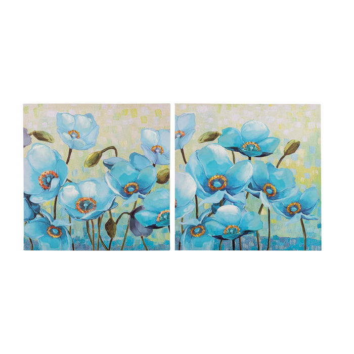 Set 2 Lienzo Flores 40% Pintado A Mano 40x2x40 Cm