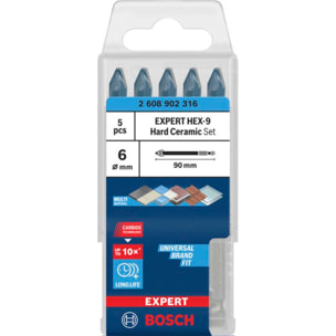 Coffret de 5 forêts expert hex-9 Hard Ceramic 6mm - BOSCH - 2608902316