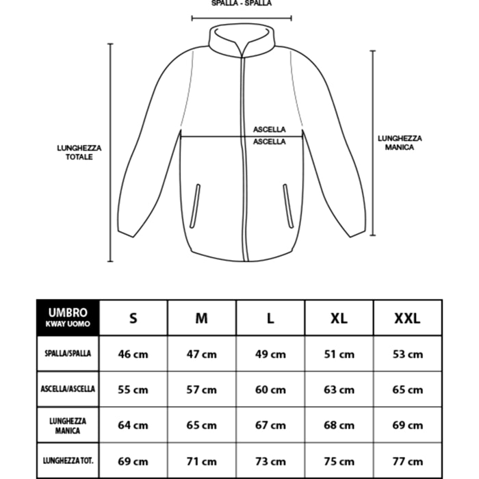 Kway Uomo UMBRO Full Zip Cappuccio Art.60126B