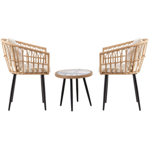 Salon de jardin rotin "Vela" - 2 places - Marron