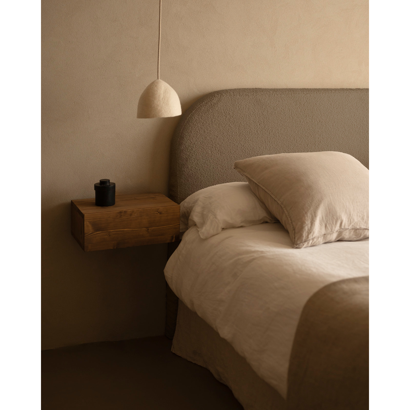 Tête de lit déhoussable en bouclé marron en différentes tailles