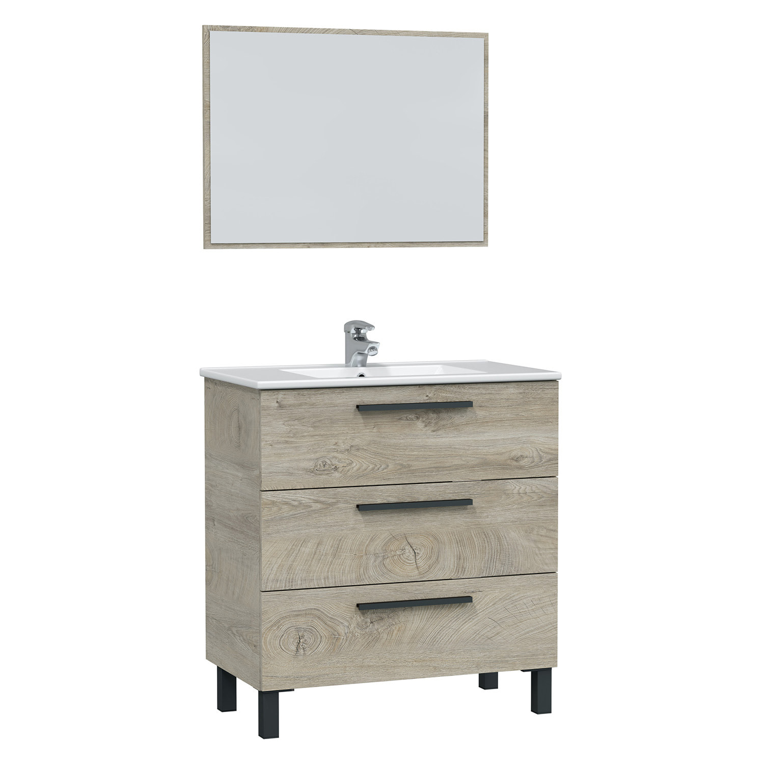 Mueble baño alise 3c 80cm color alaska con espejo, sin lavabo