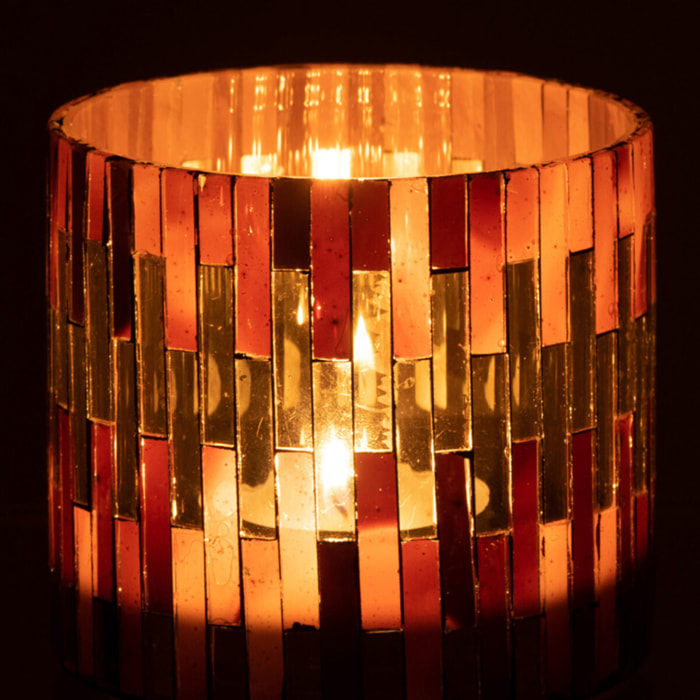 J-Line photophore Chic - verre - marron/or - small - 2 pcs