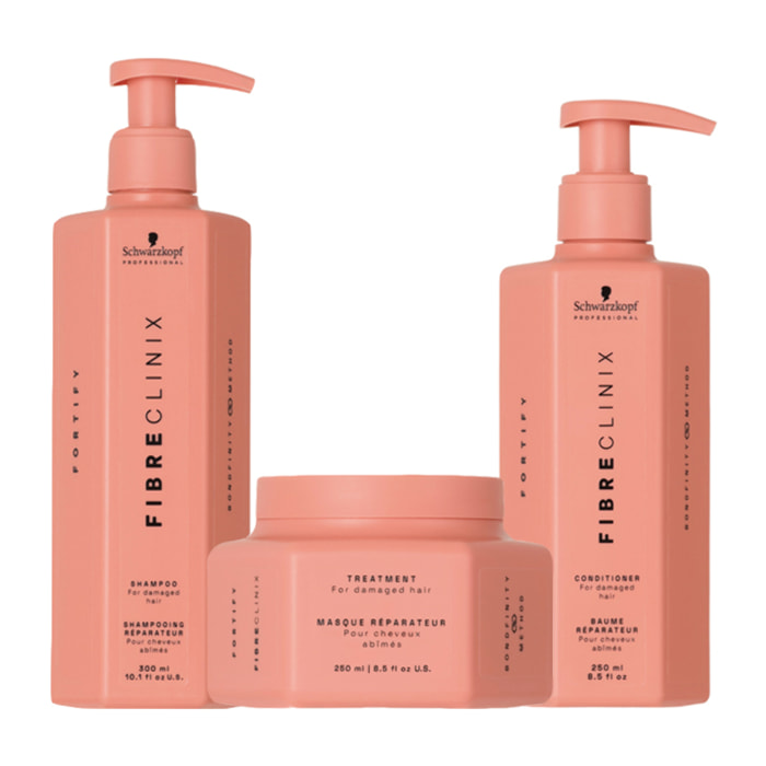 SCHWARZKOPF Kit Fibre Clinix Fortify Shampoo 300ml + Mask 250ml + Conditioner 250ml