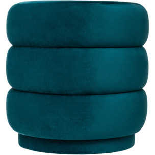 Pouf en velours "Sinan" Atmosphera - Couleur: Bleu canard