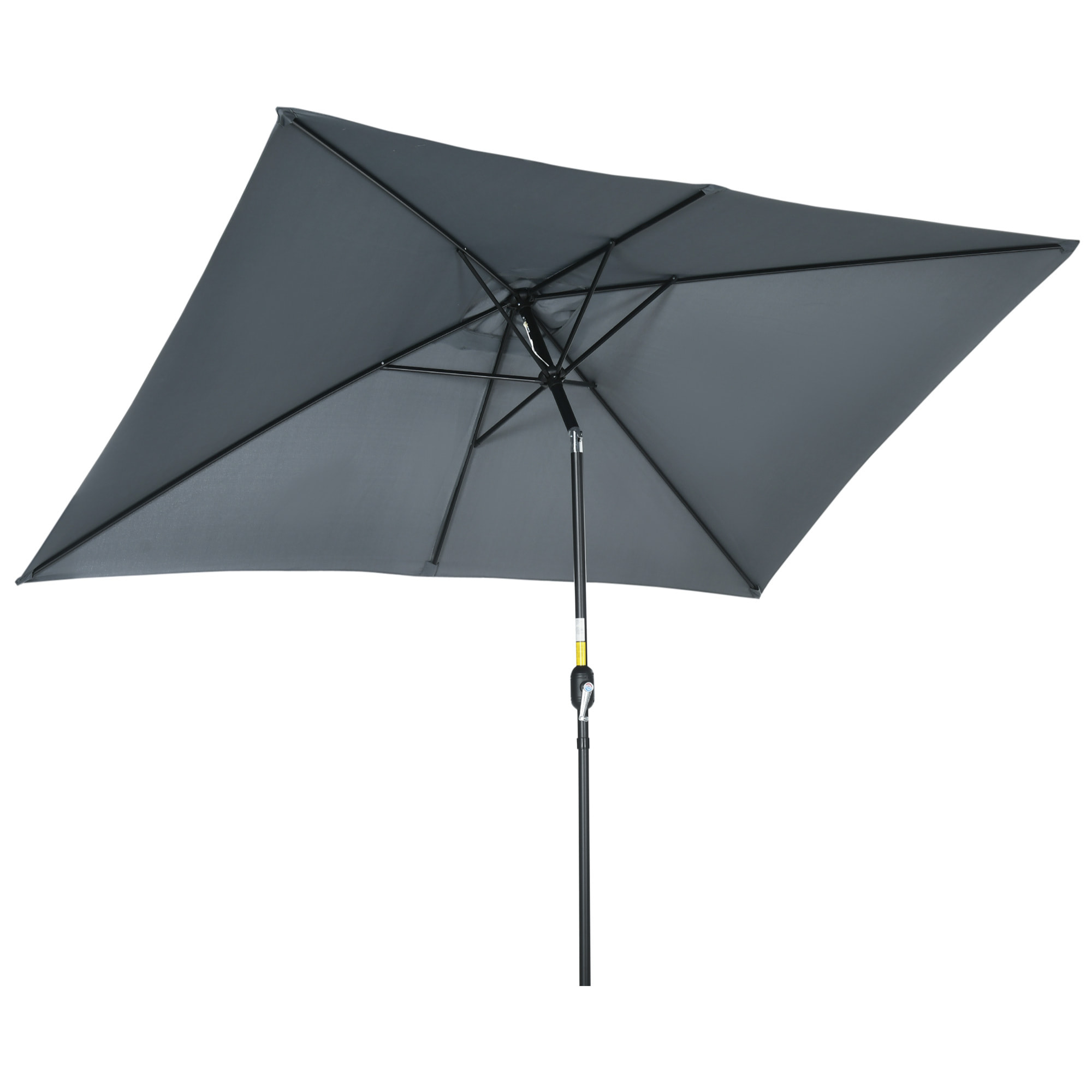 Sombrilla de Aluminio 200x300x240 cm Parasol Rectangular de Jardín Inclinable con Manivela y Poste Desmontable para Terraza Piscina Patio Exterior Gris