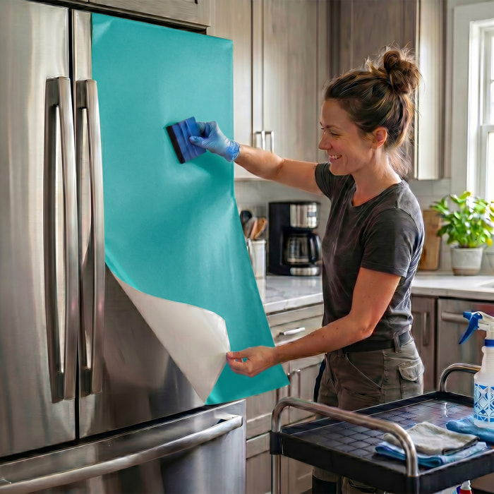 Rouleau adhésif décoratif Vinyle au Mètre - Turquoise - Sticker Lavable Imperméable Mur Cuisine Meubles