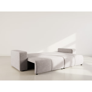 Nicole - Canapé droit 4 places convertible avec coffre en tissu - Gris clair