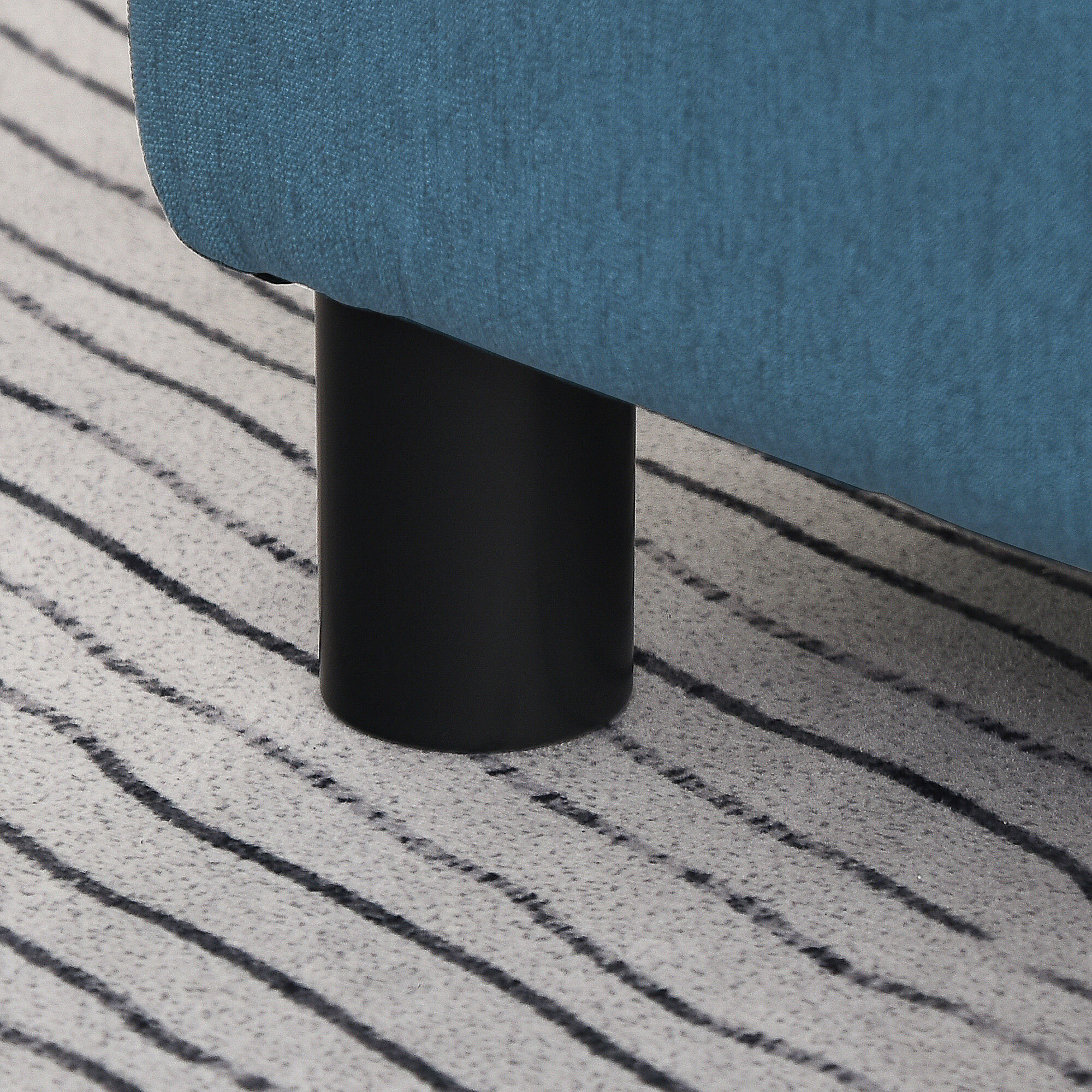 Reposapiés de Salón Taburete Bajo Tapizado en Lino Otomana Rectangular con Estructura de Madera para Sala de Estar Dormitorio Azul Oscuro