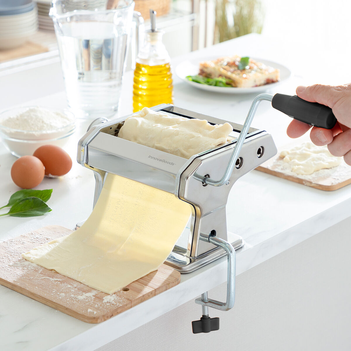 Manovella Pasta Casa Macchina Per Pasta Manuale A Manovella - Produce Cavatelli E Spaghetti In Acciaio Inox Per Casa Pasta Maker - 8