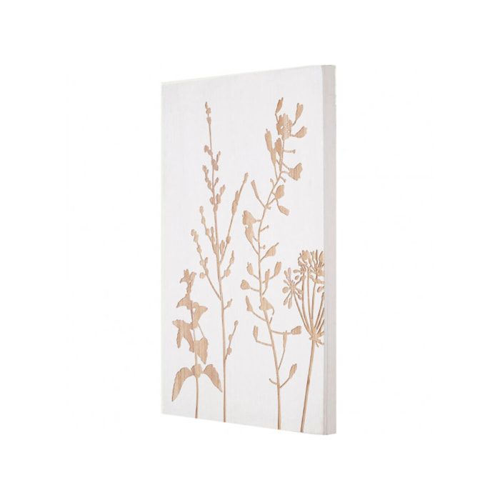 Gravure florale en bois blanc 60x80 cm - EDEN 484