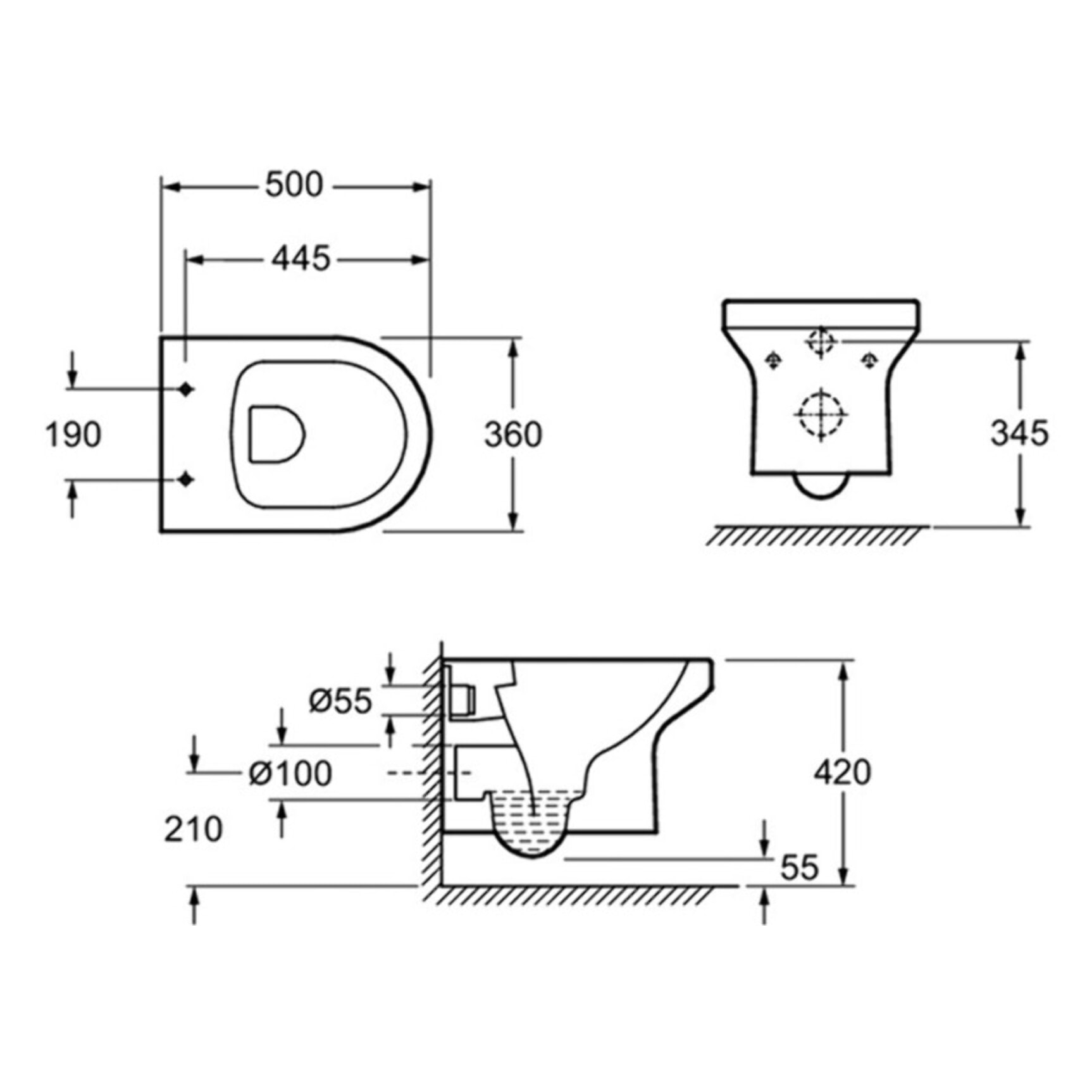 Pack WC suspendu sans bride Elite + Bâti support GROHE Rapid SL + plaque chromé + Porte-balai + Porte-rouleau