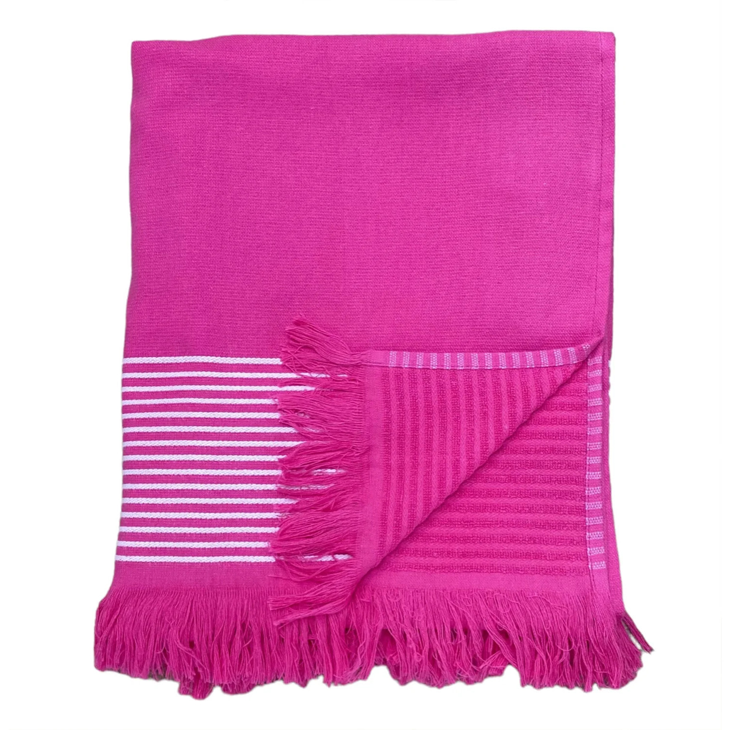 Fouta doublée éponge Paski Fuchsia 140x180 300g/m²