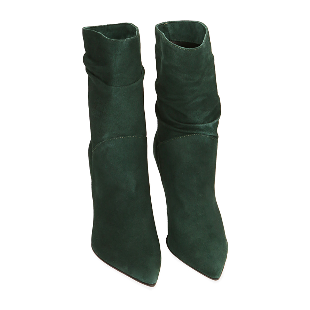 Ankle boots verdi in camoscio, tacco 10 cm