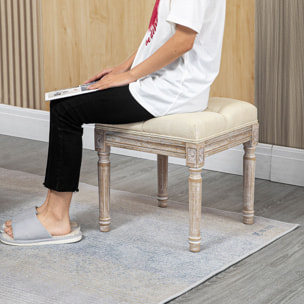 Taburete Pie de Cama Banco para Pie de Cama con Pies de Madera y Asiento Acolchado Carga 120 kg Banqueta de Dormitorio para Entrada Pasillo 40x40x43 cm Beige