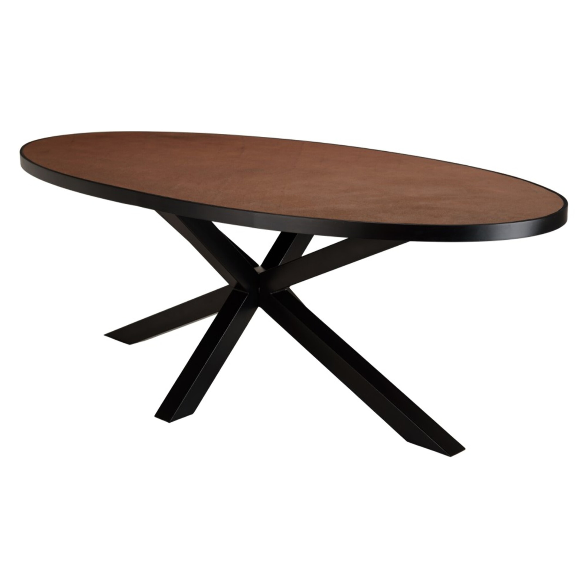 BASILE - Table à manger 220x110 couleur rouille effet pierre