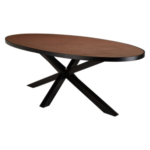 BASILE - Table à manger 220x110 couleur rouille effet pierre