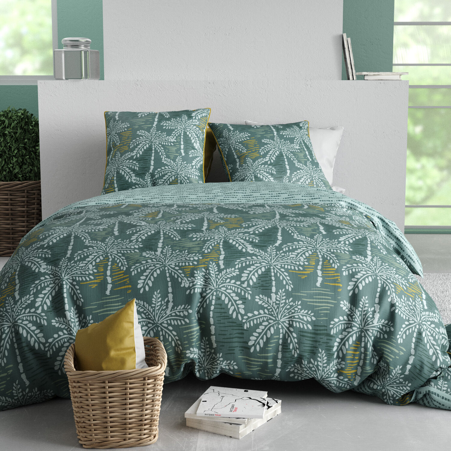 Parure housse de couette 3pcs microfibre effet pêche tobago