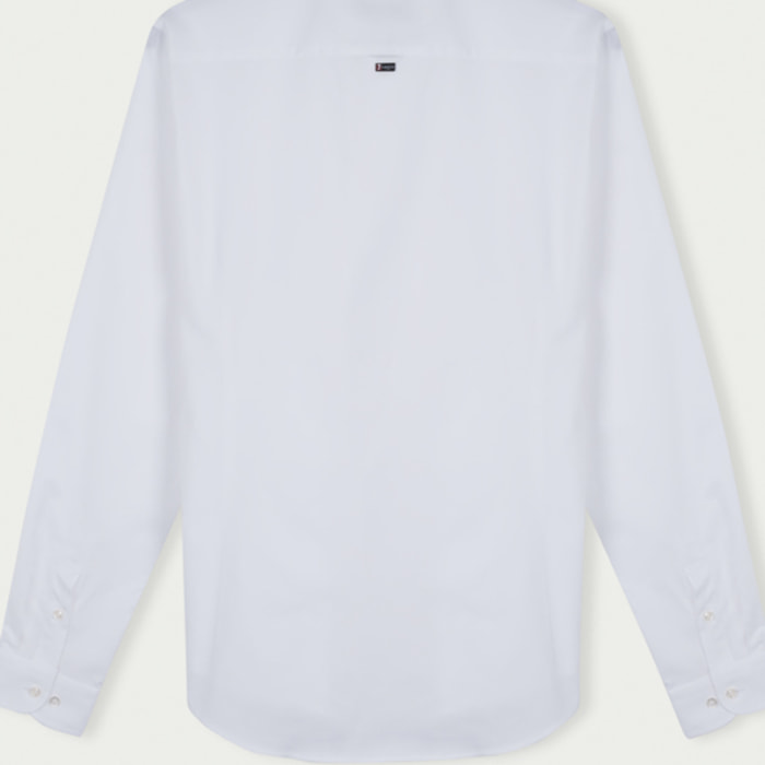 Camicia Uomo Coreano Slim Popeline Stretch Unito Bianco