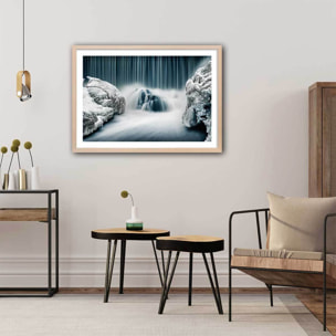 Affiche ""Cascade de glace"" Affiche + cadre en bois - Chêne