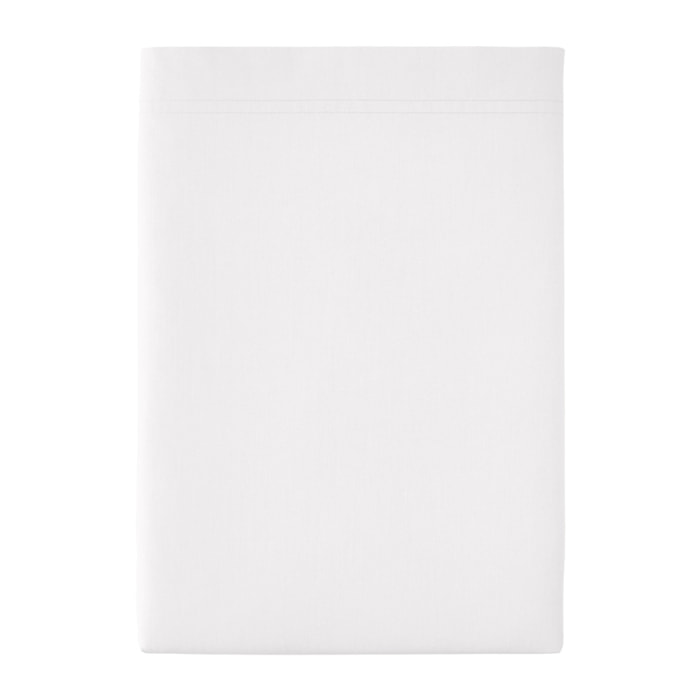Drap plat uni en percale de coton, PREMIÈRE, Blanc