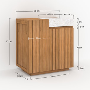 Meuble de salle de bain en bois avec vasque intégrée 80 cm - Noa