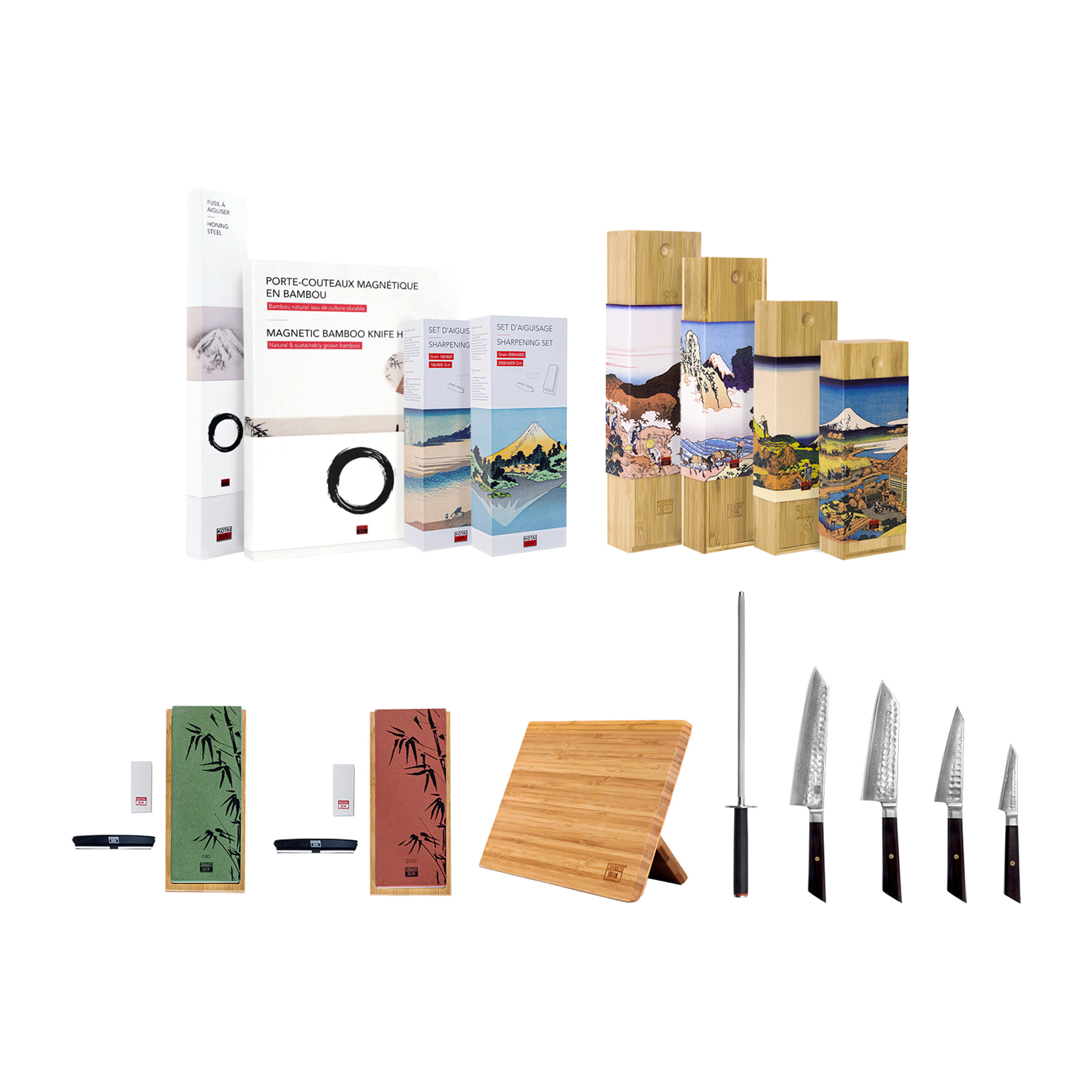 Set complet de couteaux (8 pièces) - Collection Bunka Damas