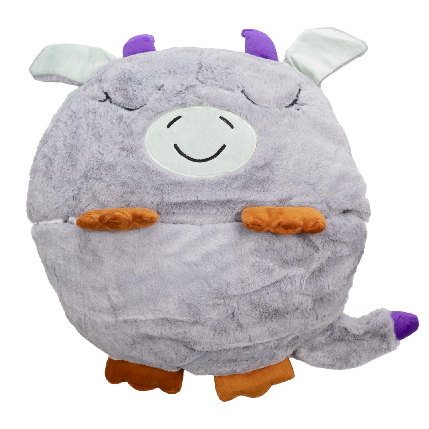 DAM Saco de dormir convertible en almohada, para niños, Vaquita. Tacto peluche. Pequeño / S: 128x45cm. 135x50x40 Cm. Color: Gris