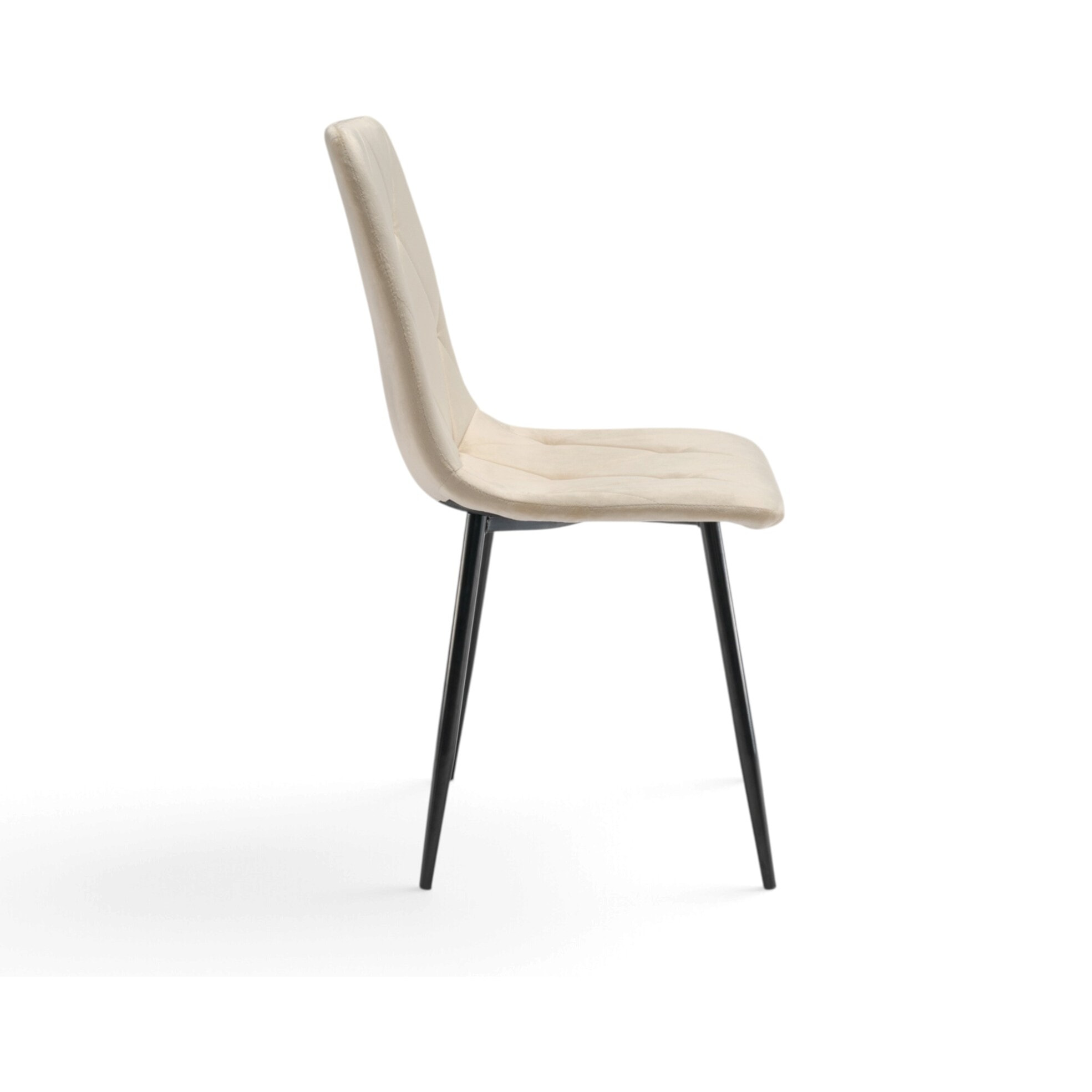 Set di 4 sedie CUENCA in tessuto effetto velluto beige e gambe nere