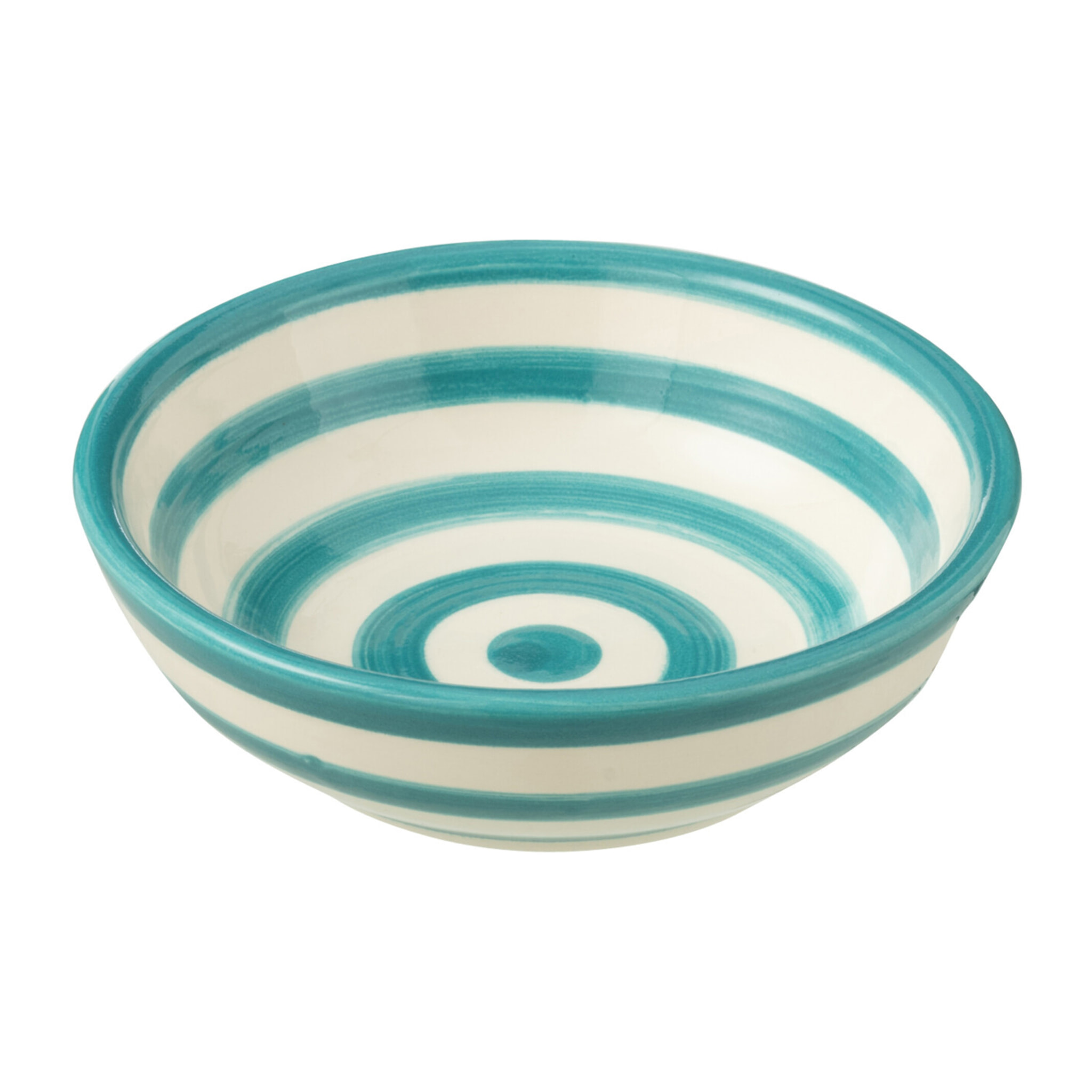 J-Line bol Granada Stripes Low - céramique - blanc/aqua - small - Ø 14 cm