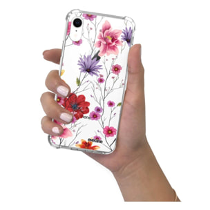 Coque iPhone Xr anti-choc souple angles renforcés transparente Fleurs Multicolores Evetane
