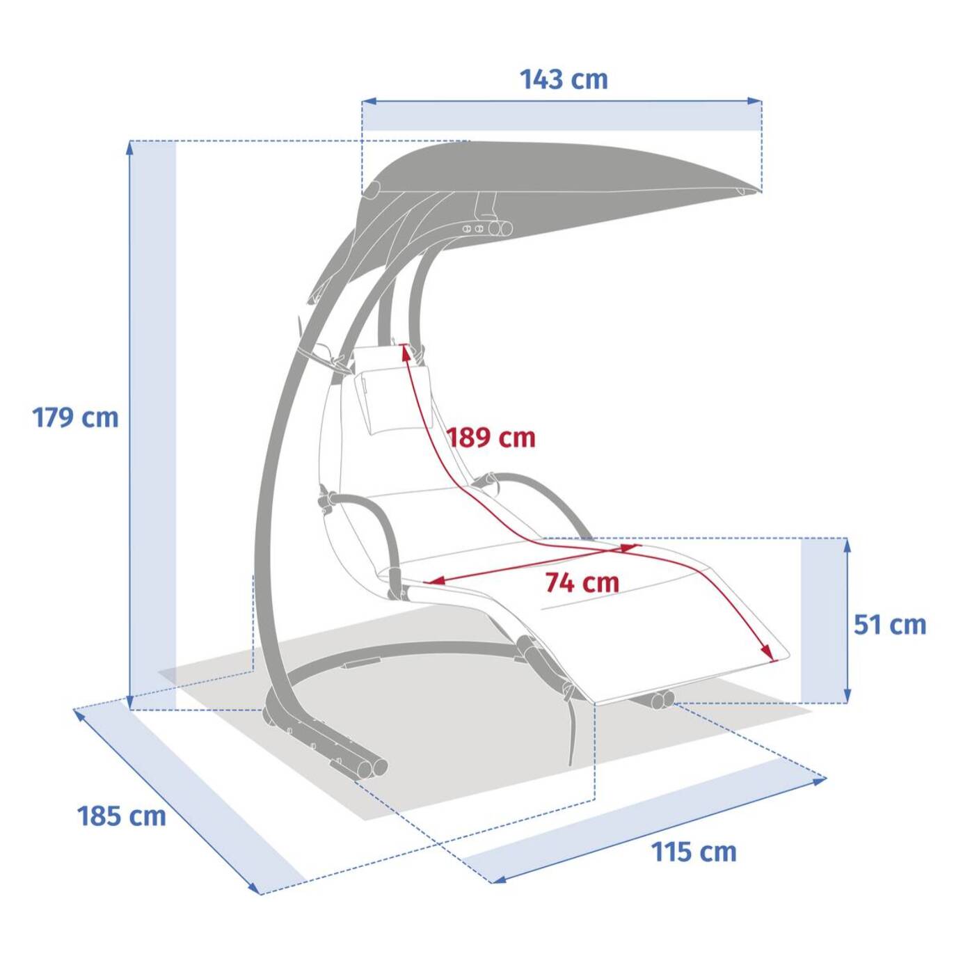 Transat Meoria 175x112x196cm argile