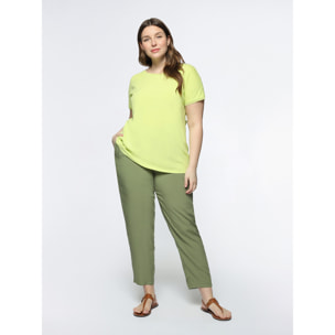 Fiorella Rubino - Camiseta en dos tejidos con bordes de lúrex - Amarillo