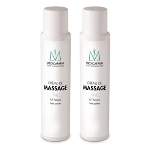 MEDICAFARM - Crème de massage à l'arnica - Réalisation de massage - Aide à soulager les douleurs - Sans parfum - Lot de 2 flacons airless de 250 ml