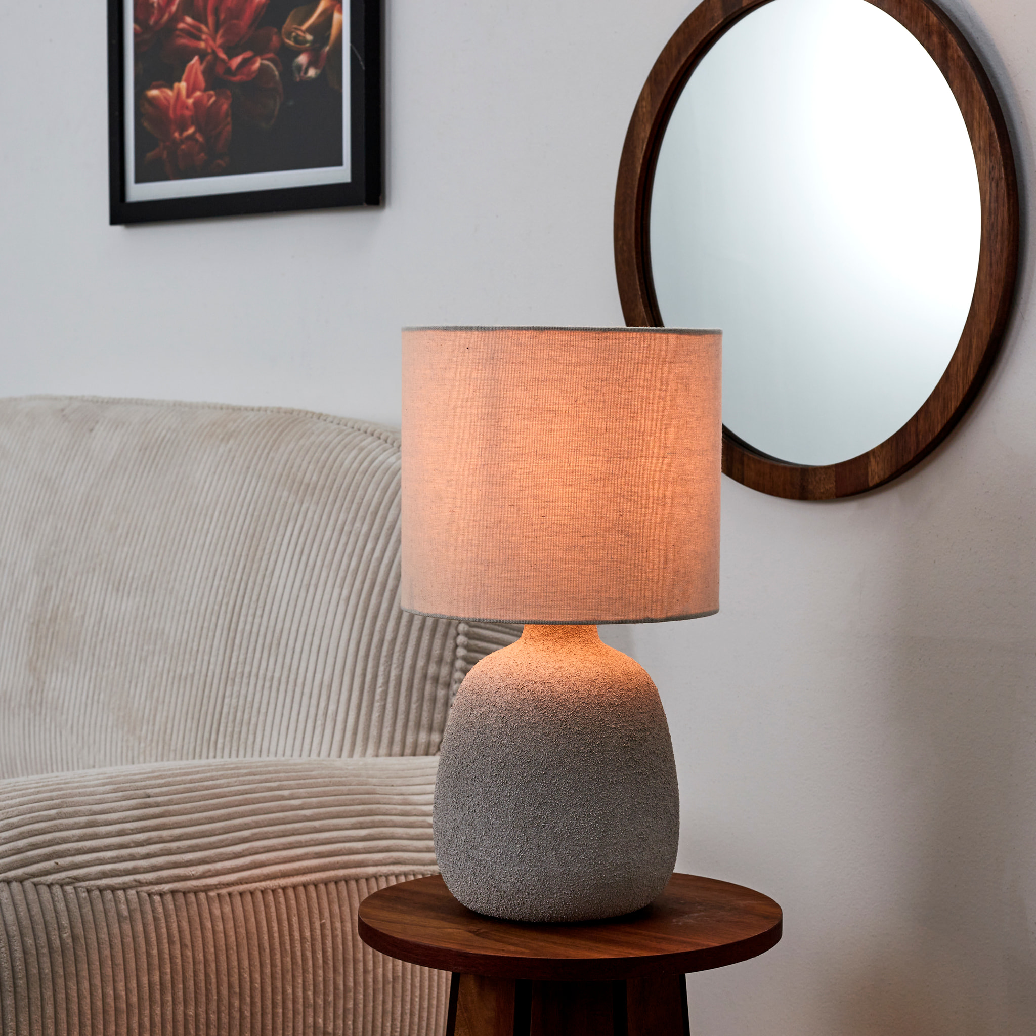 Lampe Ceramique Embossee H40cm