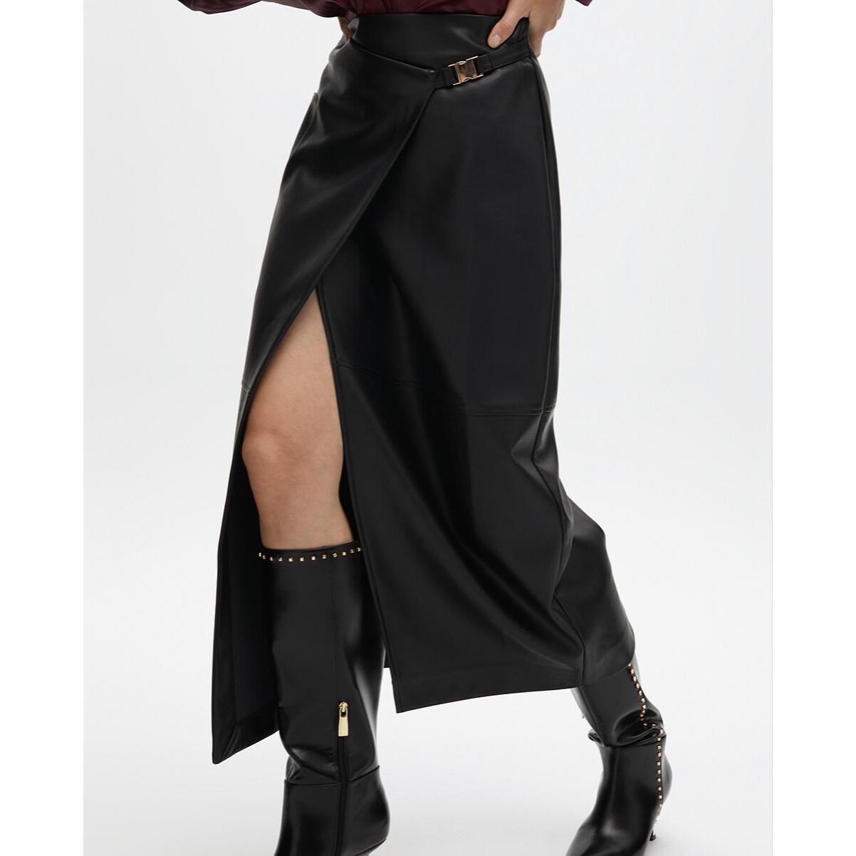 Gonna a matita effetto pelle con dettaglio laterale