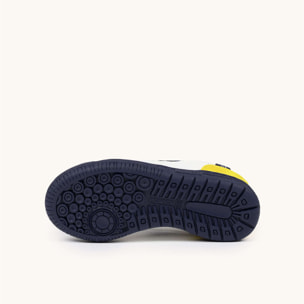 Zapatillas de Fútbol Sala Infantiles con Velcro Blancas y Amarillas MUNICH G-3 KID VCO 451