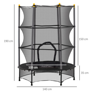 Cama Elástica Infantil Ø140x190 cm Trampolín para Niños de +3 Años con Red de Seguridad y Marco de Acero para Interior y Exterior