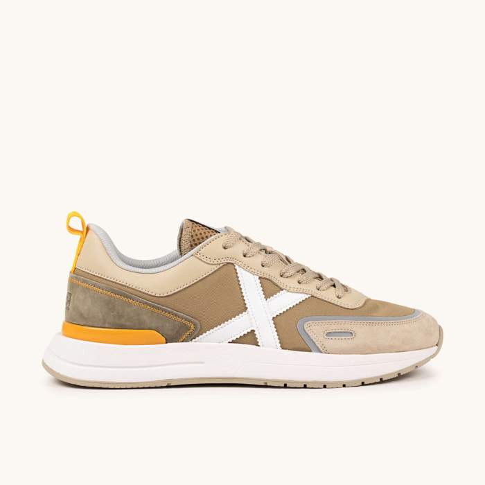 Zapatilla Ergonómica de Piel y Ante en Azul y Amarillo MUNICH SPEED 17