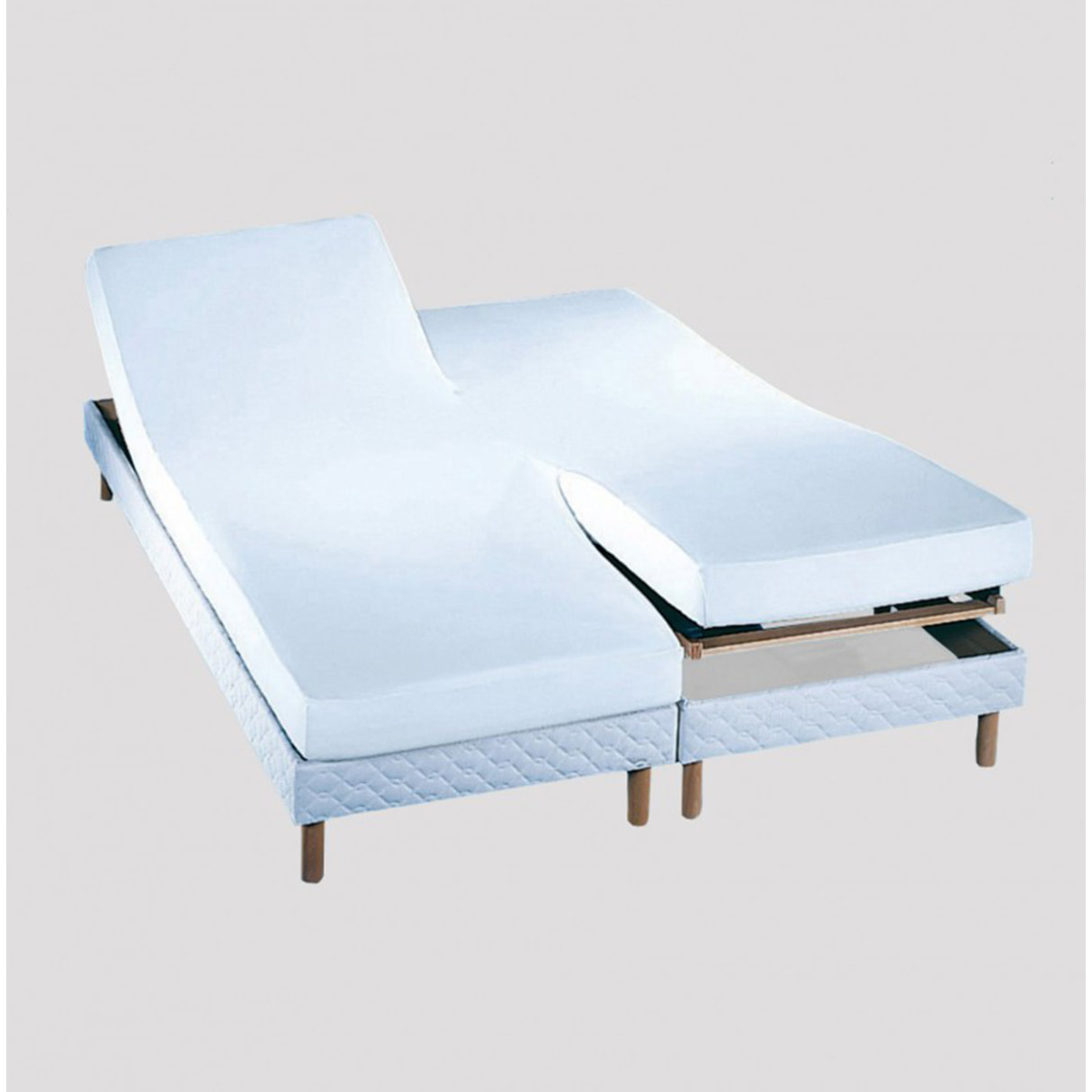 Protège-matelas double (TPR) molleton en coton 220gr/m², SÉRÉNITÉ, Blanc