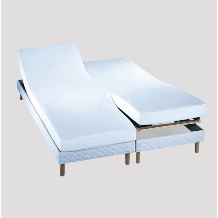 Protège-matelas double (TPR) molleton en coton 220gr/m², SÉRÉNITÉ, Blanc