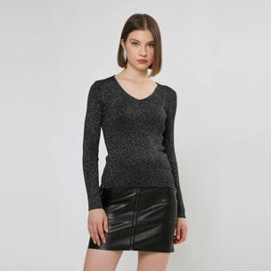 PULLOVER LUREX SCOLLO A V