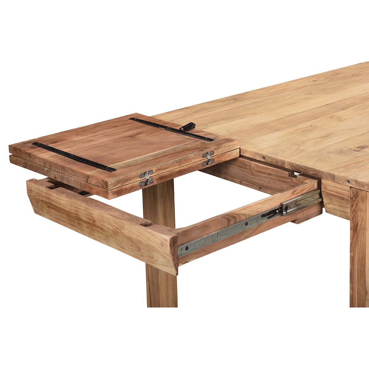 Table extensible rallonges intégrées rectangulaire en bois massif L120-210 cm BALTO