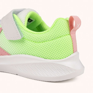 Zapatilla Deportiva Infantil Blanca y Verde Flúor MUNICH MINI LETA 07